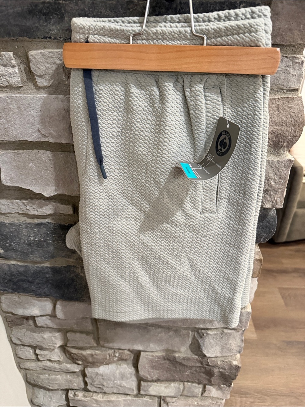 New Men's Pins & Aces Golf Co. Knit Drawstring Waffle Shorts in Light Tan